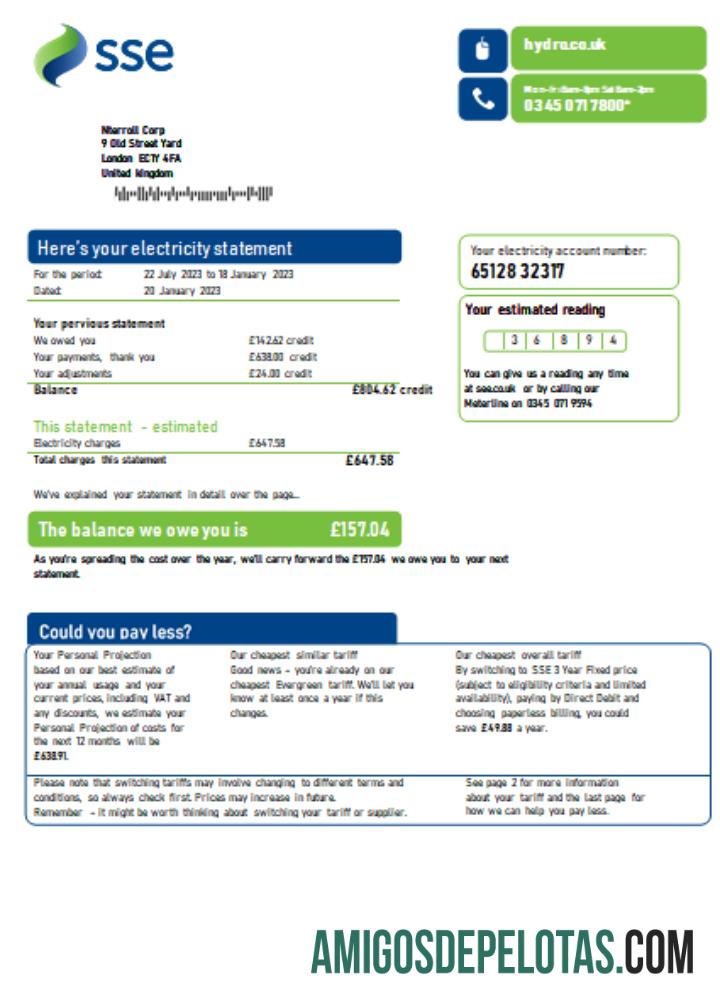 Projeto de lei de serviços públicos de energia SSE, SCR modelo
